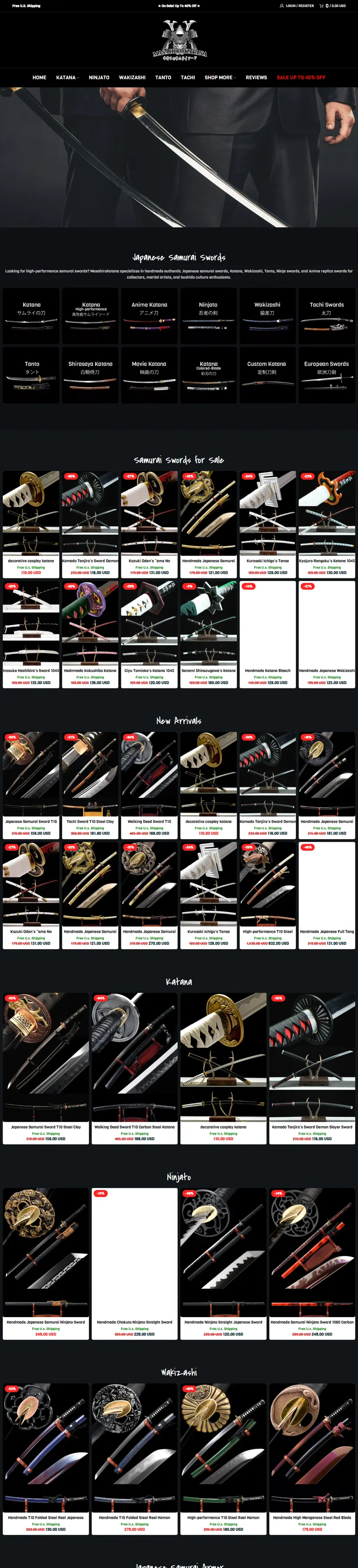 Katana Sword | Samurai Sword for Sale - MasahiroKatana 网页长截图